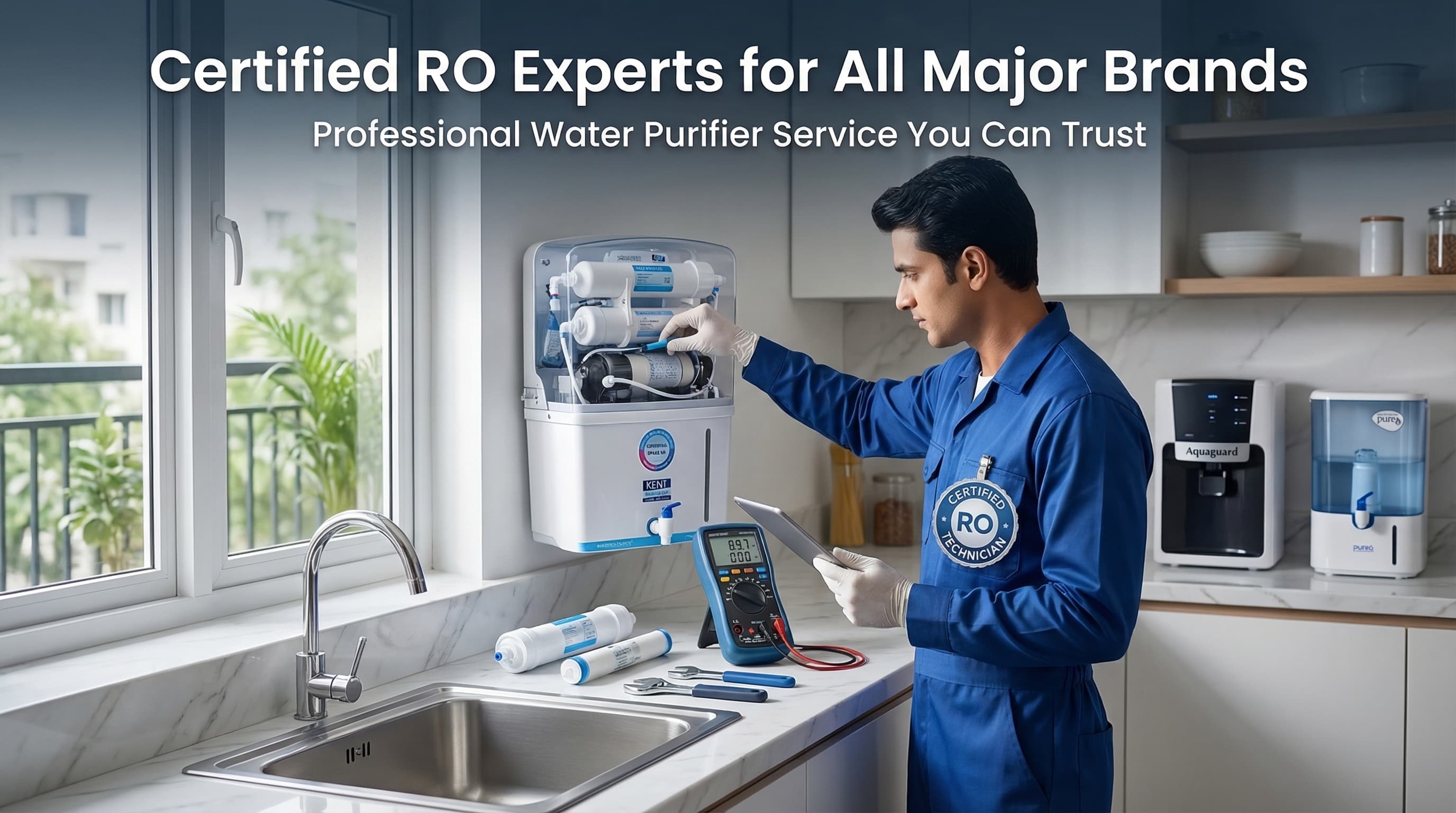 Certified RO Technicians for Kent, Aquaguard & Pureit
