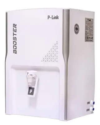 P-Link Booster Water Purifier | RO + UV In Tank + Copper + Alkaline White and black